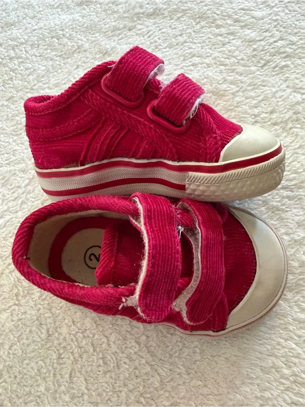 Koala Kids Red Corduroy Velcro Sneakers Size 2 Baby
